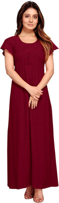 Shree Shyam Women Nighty with Robe(Maroon)