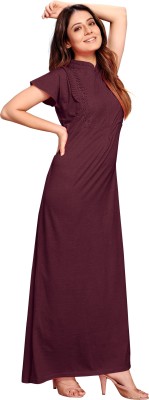 Shree Shyam Women Nighty with Robe(Maroon)