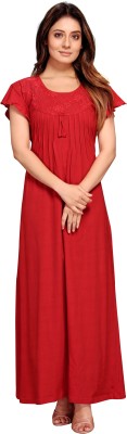 Shree Shyam Women Nighty with Robe(Red)