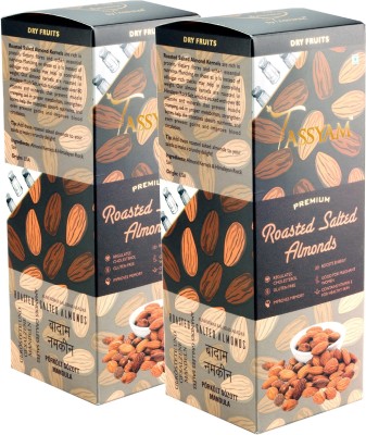 Tassyam Gusto Spicerie Premium Roasted Salted Almonds Namkeen Badaam Giri | Healthy Dry Fruits Luxury Box by Tassyam Almonds(2 x 250 g)