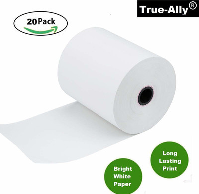 True-Ally POS receipt Thermal Paper Roll Unruled 57mm /2.25 inch x 25 Mtr 55 gsm Thermal Paper(Set of 20, White)