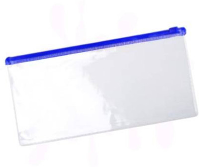 Andix Supreme Quality 1 Compartment Transparent Zippered Transparent Zip lock pouch Art Plastic Pencil Boxes(Set of 2, Multicolor)