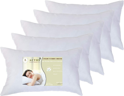 ACTOS Microfibre Solid Sleeping Pillow Pack of 5(White)