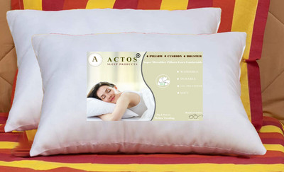 ACTOS Microbeads Solid Sleeping Pillow Pack of 2(White)