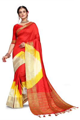 jayant creation Striped Banarasi Art Silk Saree(Multicolor)