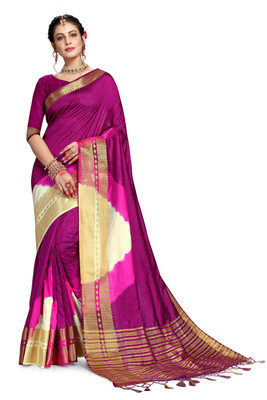 jayant creation Striped Banarasi Art Silk Saree(Multicolor)