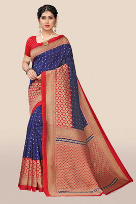 DITOI Printed Banarasi Art Silk Saree(Dark Blue)