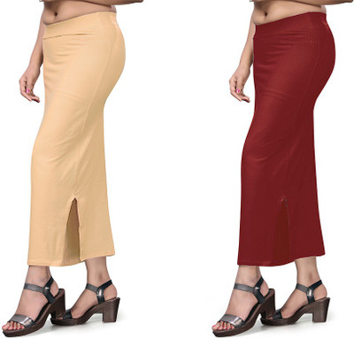 Mehrang BEIGE-MAROON_S Polyester Petticoat(S)