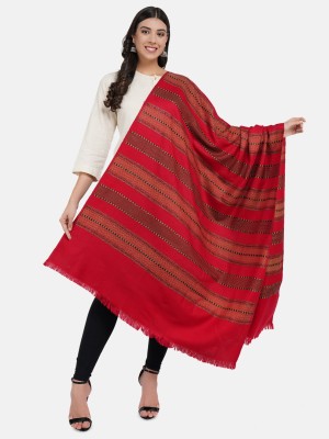 Knit Villa Wool Striped Women Shawl(Red)