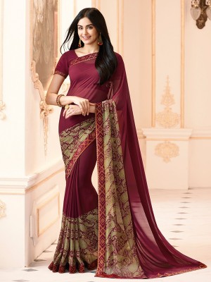 V And V Shop Printed Daily Wear Georgette Saree(Multicolor)