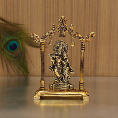 Chhariya Crafts Metal Radha Krishna Idol For Home And Office Gift Item Decorative Showpiece  -  18 cm(Metal, Gold)