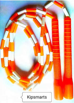 KIPSMARTS Beaded & Long Handle Freestyl Skipping Rope Orange & White, Length: 9FT Beaded Skipping Rope(Length: 274 cm)