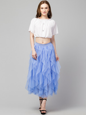 Avyola Self Design Women Skorts Blue Skirt