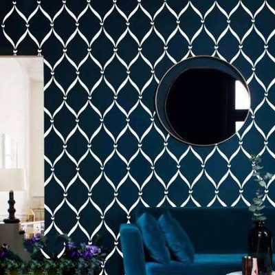 Aaradhya Collection Size: (16 x 24 Inches) Ribbon Lattice Pattern Reusable PVC Wall Stencil Painting for Home Decoration A9062 Wall Stencil Stencil(Pack of 1, Strips)