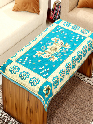 BELLA TRUE Velvet 4 Seater Floral Table Cover(Blue)