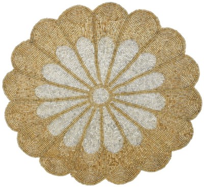 FLI HAUT Round Pack of 1 Table Placemat(Gold, Silver, Silk)