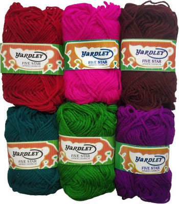 Tailoring Products YARDLEY Hand Knitting Acrylic Woolen Yarn Art Craft Soft Fingering Crochet Wool Ball Thread(100 m Pack of6)