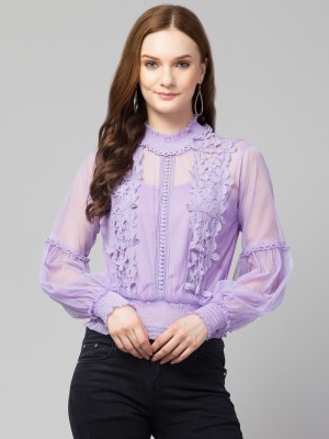 STYLZREPUBLIC Casual Printed Women Purple Top