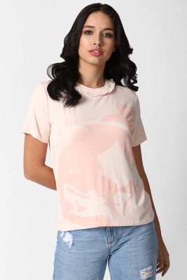 FOREVER 21 Casual Graphic Print Women Pink Top