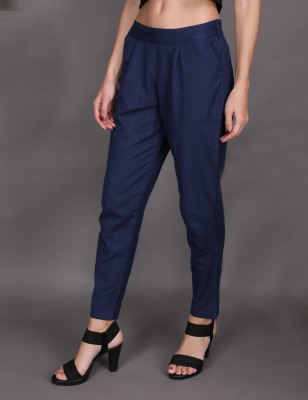 Me Craft Regular Fit Women Dark Blue Trousers