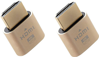 LipiWorld  TV-out Cable HDMI 4K Dummy Plug, High Resolution Headless Virtual Monitor Display Adapter, Supports up to 3840x2160@60Hz (Pack of 2 HDMI Dummy Plug)(Metalic Gold, For Laptop)