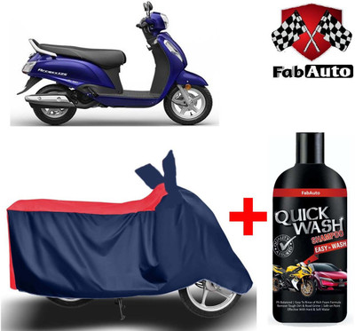 FabAuto Waterproof Two Wheeler Cover for Suzuki(Access 125, Blue)