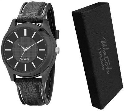 Huayue Jet Black Exquisite Smart Watch Analogue Dial USB Rechargeable Watch Lighter For Men & Boys| Quartz Movement | Windproof And Flameless Cigarette Lighter, USB Cable(Jet Black)