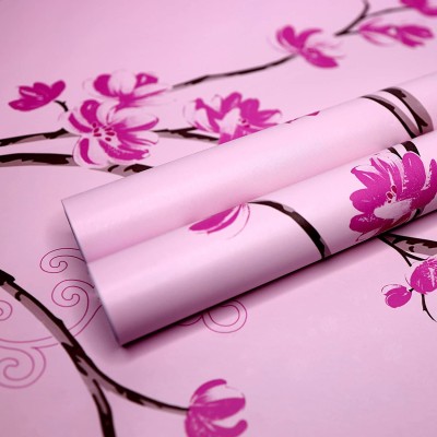 Wollzo Floral & Botanical Pink Wallpaper(500 cm x 45 cm)