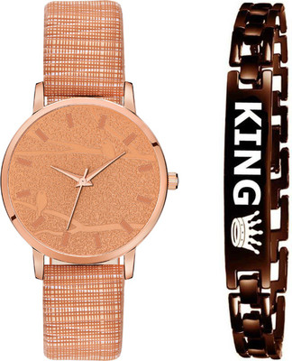 Stepso New Combo Attractive Sparrow Design Dial & Genuine Leather Strap With Brown Bracelet Analog Watch  - For Boys & Girls