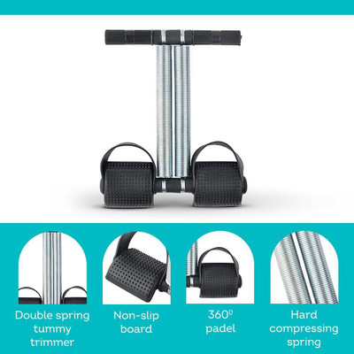 Owlix HEAVY PURE DOUBLE STEEL SPRING TUMMY TRIMMER FOR WOMEN & MEN Ab Exerciser(Black)