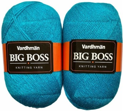 JEFFY Vardhman BigBoss Wool Soft Fingering Hand Knitting Dyed Sky Blue Wool Crochet Hook Yarn (400 g) Shade no.25