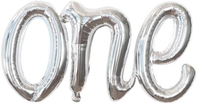Hippity Hop Printed One Foil Balloon in Writing Style Script Letter 21 by 42 inch For 1st Birthday Anniversary,first birthday,one alphabet foil script balloon,1st birthdya decorationPack of 1 (Silver) Balloon(Multicolor, Pack of 1)