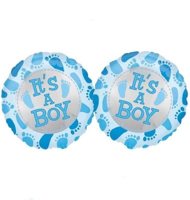 Hippity Hop Printed Baby Shower It's a Boy Printed Round Foil Balloon in Blue Feet printed 18 inch for baby birth decoration Baby Shower ,Baby Welcoming Party Decoration pack of 1 (Multicolor) Balloon(Multicolor, Pack of 2)
