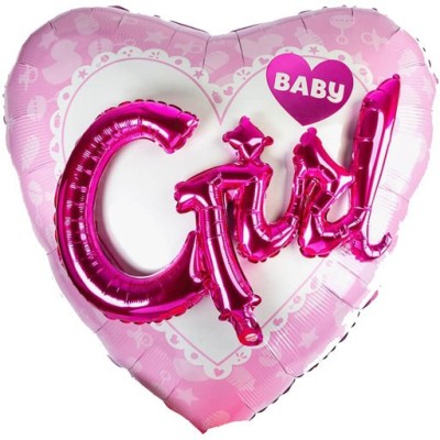 Hippity Hop Printed 3D Baby Girl Printed heart shape on pink Decorative heart shape Foil Balloon 32 inch For Welcome New born baby baby birth decoration, it’s a girl decorations Pack of 1 (Multicolor) Balloon(Multicolor, Pack of 1)