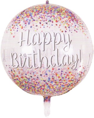 Hippity Hop Printed Transparent Confetti Balloon 22 inch with Happy Birthday printed Confetti For Birthday Farewell Bouquet Pack of 1 (Multicolor) Balloon(Multicolor, Pack of 1)