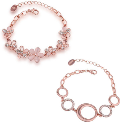 Om Jewells Alloy Crystal Gold-plated Bracelet Set(Pack of 2)