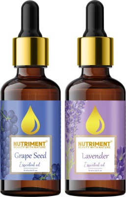 Nutriment Grape Seed and Lavender Essential Oil, 15ml each, PACK OF 2(30 ml)