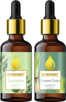 Nutriment Eucalyptus and Lemon Grass Essential Oil, 15ml each, PACK OF 2(30 ml)