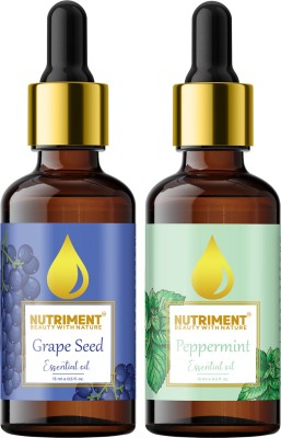 Nutriment Grape Seed and Peppermint Essential Oil, 15ml each, PACK OF 2(30 ml)