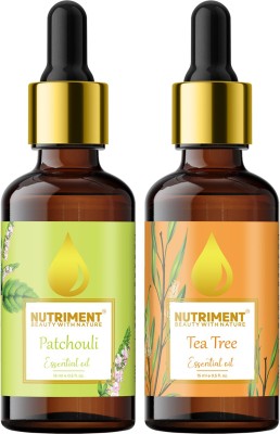 Nutriment Tea Tree and Patchouli Essential Oil, 15ml each, PACK OF 2(30 ml)