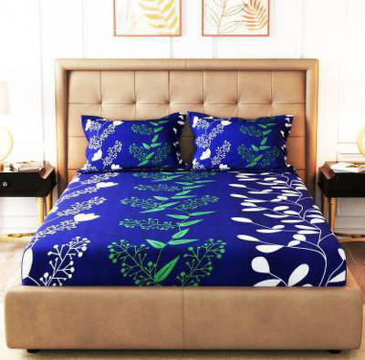 Flipkart SmartBuy 146 TC Microfiber Double Printed Flat Bedsheet(Pack of 1, Dark Blue)