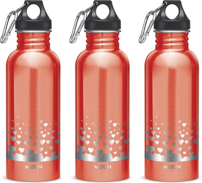 MILTON Alive 750 Stainless Steel Water Bottle, Set of 3, 750 ml Each, Red 750 ml Bottle(Pack of 3, Red, Steel)