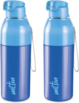 MILTON Steel Convey 600 Insulated Inner Stainless Steel Water Bottle, Set of 2, Blue 520 ml Bottle(Pack of 2, Blue, Steel)