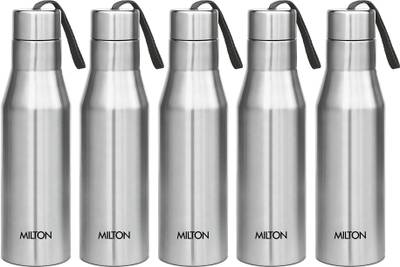 MILTON Super 1000 Single Wall Stainless Steel Bottle, Set of 5, 1000 ml Each, Silver 1000 ml Bottle