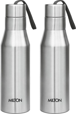 MILTON Super 1000 Single Wall Stainless Steel Bottle, Set of 2, 1000 ml Each, Silver 1000 ml Bottle(Pack of 2, Silver, Steel)