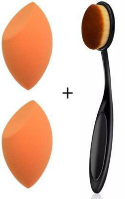 sunisa uper Soft Oval Foundation Brush with Sponge puff blender(Pack of 2)