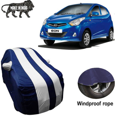 ABS AUTO TREND Car Cover For Hyundai Eon (With Mirror Pockets)(White, Blue)