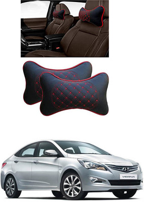 RONISH Blue, Red Leatherite Car Pillow Cushion for Hyundai(Rectangular, Pack of 2)