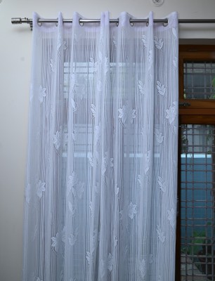 inside style home furnishing 274.32 cm (9 ft) Polyester Semi Transparent Long Door Curtain (Pack Of 2)(Self Design, White)