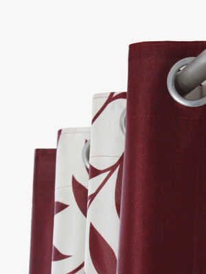 Flipkart SmartBuy 152 cm (5 ft) Window Polyester Semi Transparent Curtain (Pack Of 2)(Maroon, Floral)